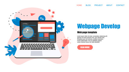 Webpage Template. Creative webpage development and web design concept	