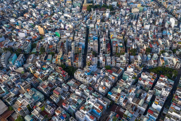 Aerial photography of rooftops and architecture Ho Chi Minh City Vietnam