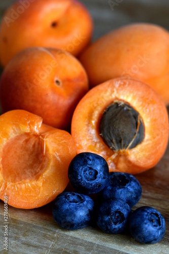 Blueberries And Apricots Still Life Summer Fruits Healthy