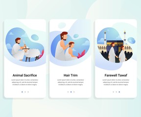 Hajj guide step by step user interface kit. vector illustration