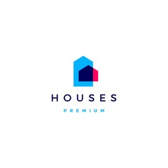 Wall Mural - house home architect mortgage facade logo vector icon illustration overlapping style