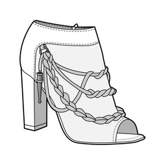 Wall Mural - Shoes fashion flat sketch template