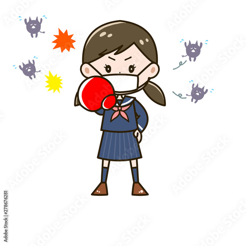 ウィルス マスクをして撃退する女の子 ポーズ イラスト Stock イラスト Adobe Stock ウィルス マスクをして撃退する女の子 ポーズ イラスト Stock イラスト Adobe Stock