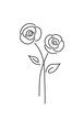 Abstract minimal roses flower. One line drawing icon.