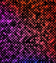 Chaotic Pink And Red Gradient Small Dots On White Background. Print. Gradient Colorful Chaotic Circles, Geometric Pattern