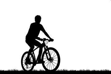 Canvas Print - Cycling Silhouette on white background