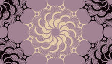 Seamless Floral Mosaic Stylized Peonies Purple Black Ivory