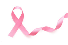 Breast Cancer Awareness Pink Ribbon Isolated On White