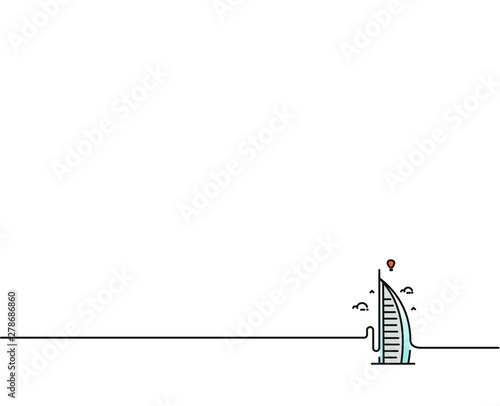 Cuadros en Lienzo Dubai Burj Al Arab Flat Line Art icon Vector illustration.