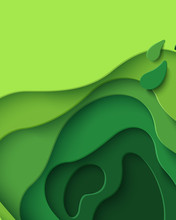 Vector Eco Abstract Green Paper Cut Background