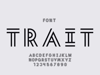 Wall Mural - Trait font. Vector alphabet 