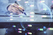 © peshkova - Multi exposure of woman's writing hand on background with data technology hologram. Concept of innovation.