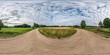 full seamless spherical hdri panorama 360 degrees angle view among fields in summer evening sunset with beautiful clouds in equirectangular projection
