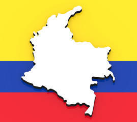 Wall Mural - 3D map of Colombia on the national flag