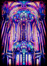 Beautiful Cathedral With Columns, Statues And Stained Glass Windows