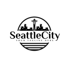 black and white seattle city logo designs