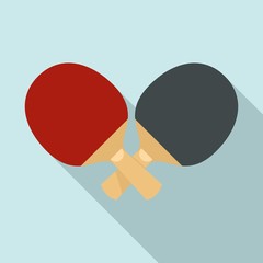 Wall Mural - Crossed ping pong paddle icon. Flat illustration of crossed ping pong paddle vector icon for web design