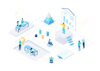 Wall Mural - business coaching - modern colorful isometric vector illustration