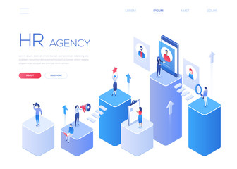 Wall Mural - HR agency - modern colorful isometric vector web banner