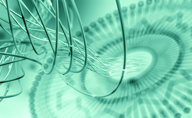 Aufkleber - Big data. Computer wires on neural network with a shallow depth of field. 3D illustration of global artificial intelligence database. Optical fiber and virtual reality