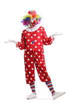 Cheerful Clown Standing And Posing