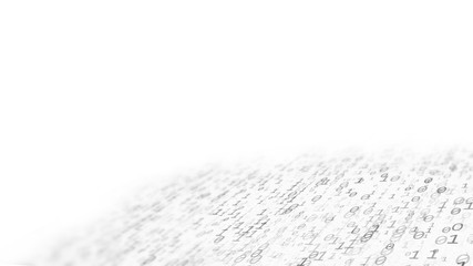 3D Rendering of Abstract technology two binary digits, zero and one halftone in gray halftone color with distance bluring effect, isolated on a white background. For Artificial intelligence, Big data
