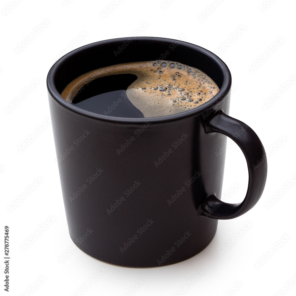 Black coffee in a black ceramic mug isolated on white. Stock Photo | Adobe  Stock