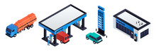 Petrol Station Icons Set. Isometric Set Of Petrol Station Vector Icons For Web Design Isolated On White Background