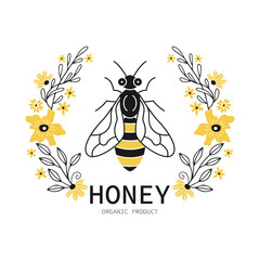 Wall Mural - Honey label design.