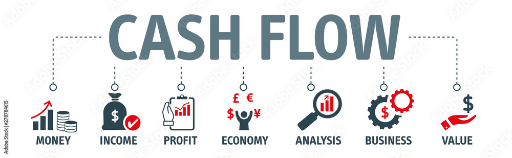 Banner CASH FLOW concept with icons - obrazy, fototapety, plakaty 