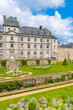 Vannes, France, medieval city in Brittany, view of the ramparts garden with flowerbed 
