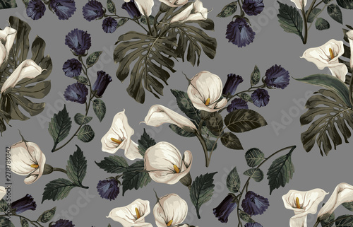 Materiał do szycia Elegant pattern of blush toned rustic flowers isolated in a solid background great for textile print, background, handmade card design, invitations, wallpaper, packaging, interior or fashion designs.