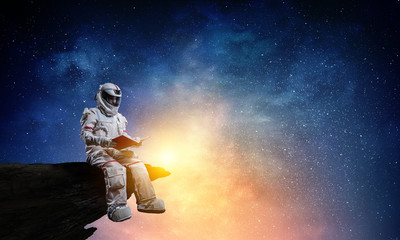 Wall Mural - spaceman and the planet earth abstract theme