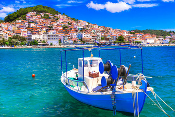 Wall Mural - Landmarks of Greece. Lesvos island ,view of beautiful Plomari town