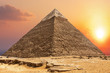 Famous Pyramid of Chephren and the sunset in Giza