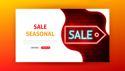 Canvas Print - Sale Season Neon Landing Page