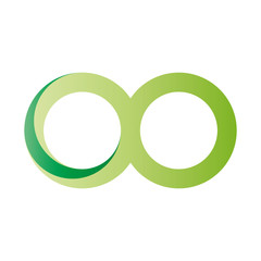 Canvas Print - Green infinity symbol icon. 3D-like gradient design effect. Vector illustration