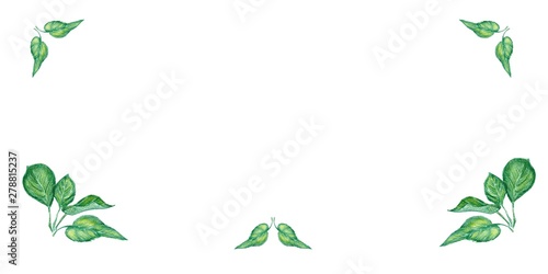 card with watercolor leaves of an apple tree