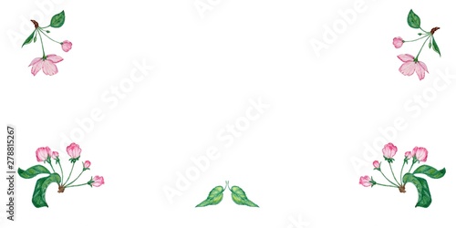 card with watercolor leaves of an apple tree