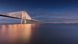 Vasco da Gama concrete bridge at night, Colour Photo, Lisboa, Portugal