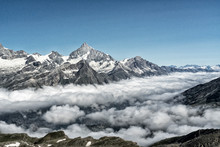 Morning Clouds Over The Valley Of Zermatt, View From Gornergrat To The North With Weisshorn, Zianlrothorn And Obergabelhorn