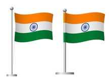 India Flag On Pole Icon