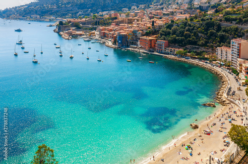 Fotomural Landscape panoramic coast view between Nice and Monaco, Cote d'Azur, France, South Europe