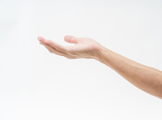 Canvas Print - Asian man hand arm on white background