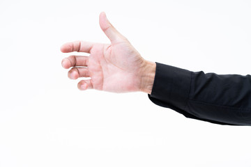 Canvas Print - Asian man hand with black shirt on white background