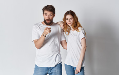 Young couple in white t-shirts