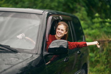 young woman in the car