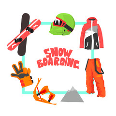 Poster - Snowboarding Banner Template, Winter Ski Equipment Vector Illustration