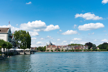 Sticker - historic old city of Konstanz in Germany with a great lakefront view on a beautiful summer day