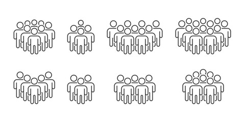 people icon set. crowd signs. persons symbol in line design. business partnership, teamwork and grou